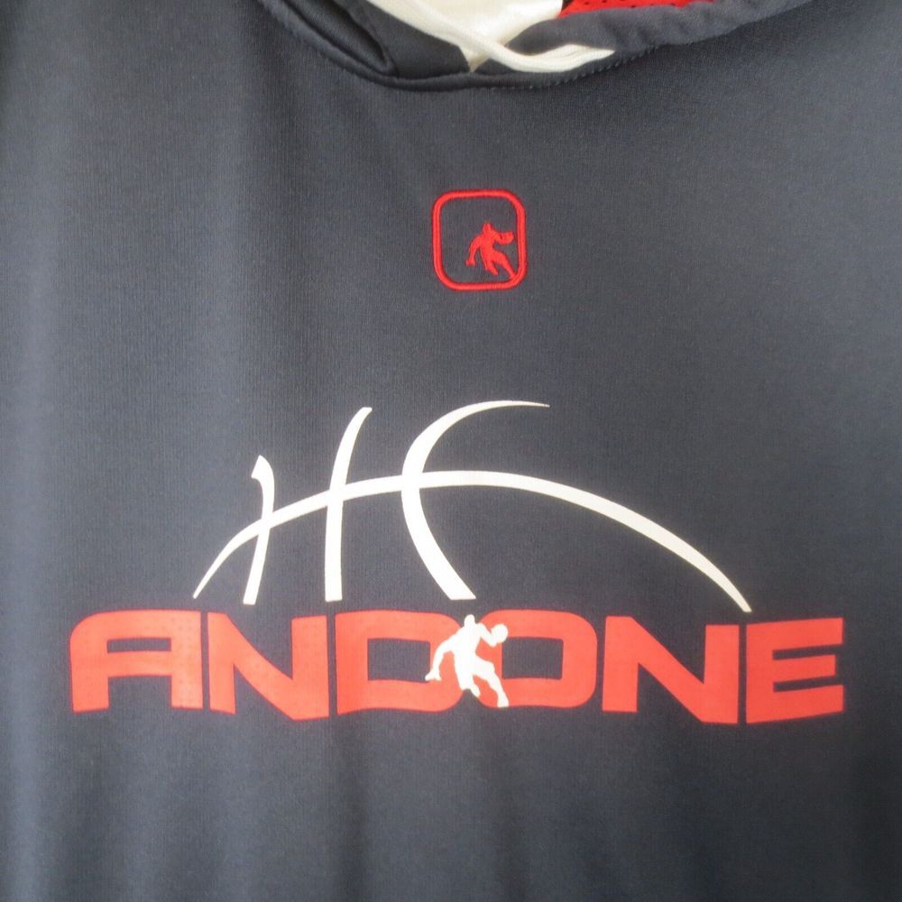 AND1 Hoodie Mens S Blue Long Sleeve Pullover Sweatshirt Graphic Logo Basketball
